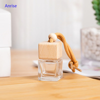 Flacon diffuseur d'aromathérapie carré transparent en verre vide de 8 ml et 10 ml avec couvercles en bois pour désodorisant et parfum de voiture