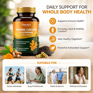 Capsules de Curcuma Bio et Curcumine avec Pipérine, Fabrication Américaine ODM, Soulagement des Douleurs Articulaires, Anti-inflammatoire, 60 Capsules Végétales - Product Image 3