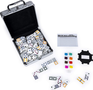 Juego de <span class=keywords><strong>tren</strong></span> <span class=keywords><strong>mexicano</strong></span> <span class=keywords><strong>doble</strong></span> <span class=keywords><strong>12</strong></span>, 91 fichas con caja de aluminio, <span class=keywords><strong>12</strong></span> puntos de colores, dominó - Product Image 5