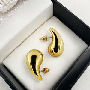 18K金メッキステンレス鋼分厚いウォータードロップスタッドイヤリング子供用誕生日記念日プレゼント - Product Image 2