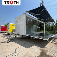 Boutique de vêtements mobile sur camion-remorque personnalisée Truth Fashion avec éclairage intérieur LED et plateforme de vente pliable