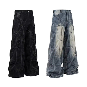 กางเกงยีนส์ขาตรงขากว้างทรงหลวมทรงหลวมสไตล์อเมริกันวินเทจไฮสตรีท - Product Image 2