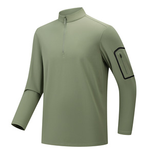 Otoño montañismo deportes al aire libre Casual media cremallera Camiseta de <span class=keywords><strong>manga</strong></span> <span class=keywords><strong>larga</strong></span> para <span class=keywords><strong>hombre</strong></span> sólido deportivo Base <span class=keywords><strong>camisetas</strong></span> de punto - Product Image 1