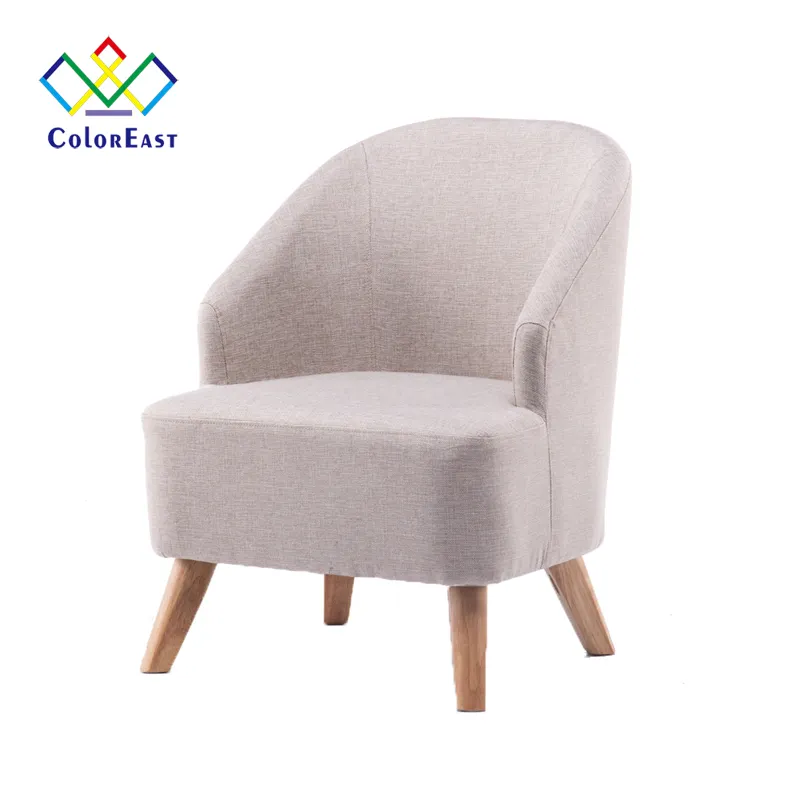 Coffee shop cotton linen chair lounge chair hotel restaurant wooden leg sofa chair CECL024