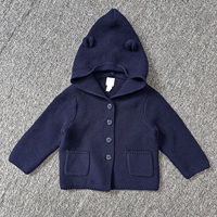 Cardigan en tricot pour bébé, mignon avec oreilles d'ours, boutonné, à capuche, pull en coton pour tout-petits 0-24 mois, veste, manteau, vente en gros