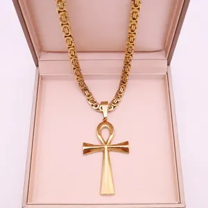 Artsy-collar de cruz con colgante de Jesús de acero inoxidable, regalo de cumpleaños personalizado, venta al por mayor
