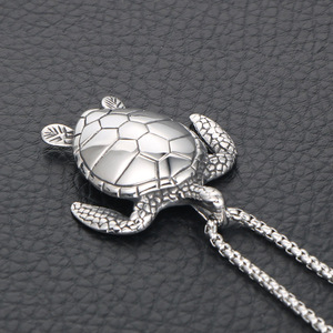 Collar con colgante de tortuga de acero inoxidable, amuleto del zodiaco animal, regalo para hombres y mujeres SP817 - Product Image 3