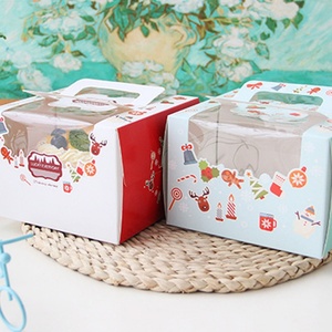 Wholesale Milu Pattern <b>Christmas</b> Decorative Cake <b>Box</b> Handle Featuring Embossing Matt Glossy Lamination UV Coating Print Handling - Product Image 1