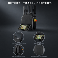 Système de surveillance du spectre RF portable, réseau de 9 antennes, boîtier robuste, terminal de contrôle par tablette, sac à dos pour la surveillance de l'espace aérien, OEM, 2 km
