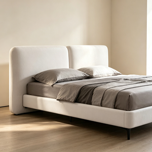 <span class=keywords><strong>Letto</strong></span> <span class=keywords><strong>matrimoniale</strong></span> moderno in tessuto con testiera doppia rotonda minimalista italiana, imbottito su misura, <span class=keywords><strong>per</strong></span> camera da <span class=keywords><strong>letto</strong></span> padronale - Product Image 2