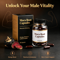 Capsules de racine de maca noire en marque privée OEM, compléments alimentaires à base de plantes, complément nutritionnel pour la vitalité masculine