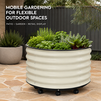 Jardinière surélevée mobile en métal sur roues, en acier galvanisé, pour l'extérieur, avec trous de drainage, vente en gros, OEM, ODM