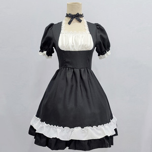 Japanese Style Maid Dress <b>Cat</b> Themed Lolita Costume Women Adult <b>Cosplay</b> Anime Outfit <b>Black</b> White Ruffle Skirt - Product Image 2