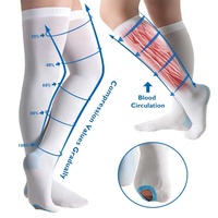 En stock, bas de contention cuissardes anti-embolie en silicone élastique avec bande supérieure perforée, compression 15-20 mmHg, pour hôpital