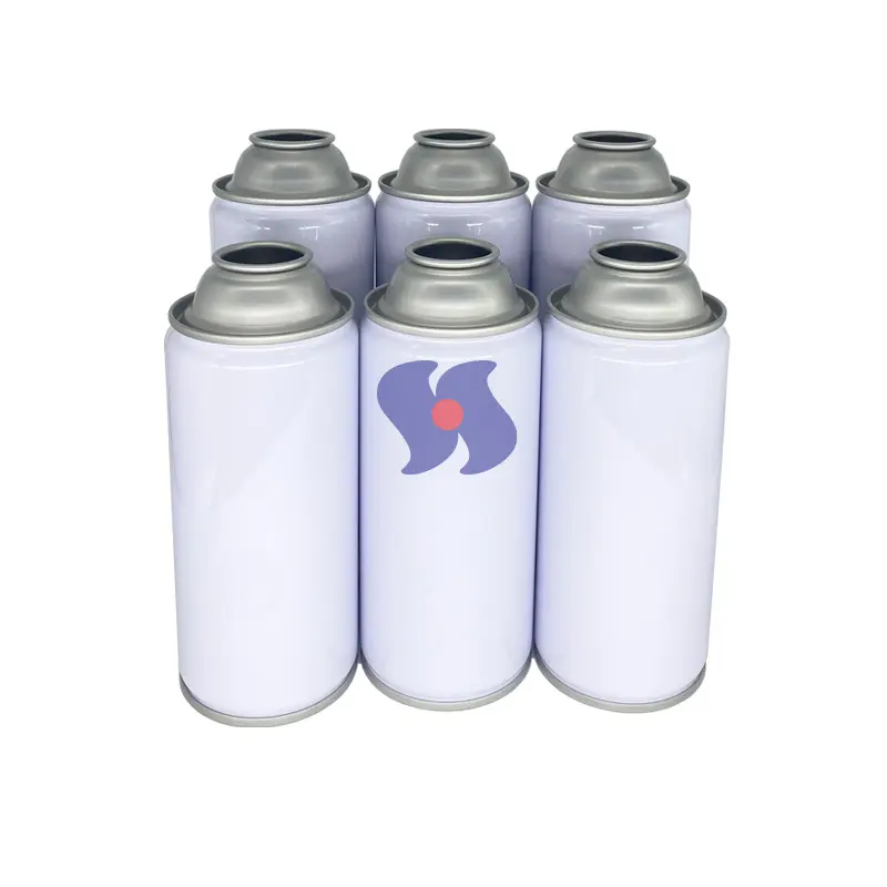 Lata de spray personalizada para aerossol 52X205mm, revestimento branco, em spray, em gola, lata vazia