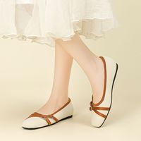 Mocassins plats Mary Jane à bout carré pour femmes, à enfiler, color block, en maille respirante, légers, décontractés et confortables pour l'été