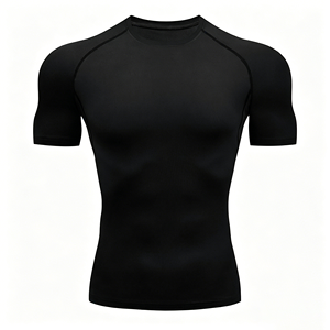 Camiseta Deportiva de Compresión de Manga Corta de Secado Rápido para Hombre con Logotipo Personalizado, Camiseta Deportiva Informal Ajustada de Poliéster para Hombre - Product Image 4