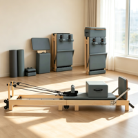 Tempat Tidur Reformer Pilates Kayu Berkualitas Tinggi, Tahan Lama, Aman, Dapat Disesuaikan, dan Portabel untuk Penggunaan di Studio Yoga dan Peralatan Kebugaran di Rumah
