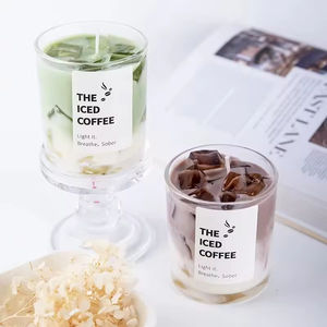 Bougie parfumée au matcha glacé avec logo personnalisé, décor de glaçons réalistes, décoration créative pour la maison, bougies parfumées - Product Image 1