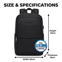 Sac à dos professionnel pour ordinateur portable 15,6 pouces, étanche, avec port USB, portable, durable, design minimaliste, fermeture éclair classique en polyester