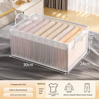 Boîte de rangement pliable moderne en PVC transparent et écologique pour vêtements, pantalons, sous-vêtements, chaussettes – Technologie d'injection