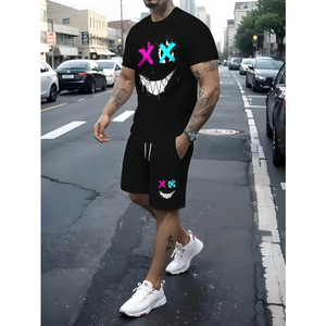 Customized logo Summer High-quality <b>Polyester</b> <b>Fiber</b> Men's Sportswear Top and Shorts - Product Image 6