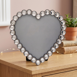 Cadre photo individuel de mariage en alliage de zinc moulé sous pression plaqué argent de haute qualité, orné de perles en forme de cœur, 13x13cm - Product Image 3