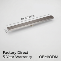 Desagüe de Piso Lineal Moderno de Acero Inoxidable 304 Cepillado de 60cm con Inserción para Azulejo, Antiolor y Anti-insectos, para Baño y Hotel, OEM