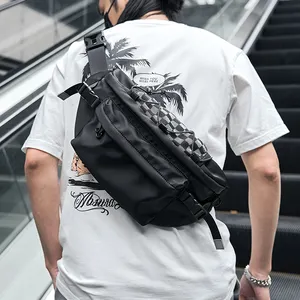 Borsa a tracolla alla moda RTS borsa a tracolla sportiva da trekking a vita grande borsa con Logo personalizzato impermeabile per la gioventù nera Unisex