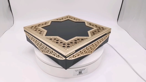 <span class=keywords><strong>Scatola</strong></span> da <span class=keywords><strong>tè</strong></span> in legno stile medio oriente per regali Eid Mubarak incisione laminazione opaca per torte e altri dolci con certificato di sciabola - Product Image 6