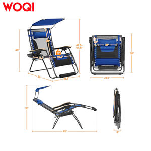 Silla Reclinable Plegable Ajustable WOQI de 45x36x29.5 Pulgadas con Toldo, Portavasos y Bandeja, Azul, Muebles para Acampar al Aire Libre - Product Image 1