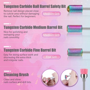 Ensemble de 25 embouts de perçage pour ongles de 3/32 pouces, en céramique, diamant et carbure, pour cuticules, avec étui rose portable - Product Image 3