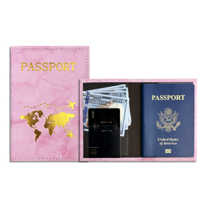 Set di Protezione per Passaporto in Pelle PU Marmorizzata con Bordo Cucito, Clip per Passaporto, Borsa Porta Passaporto in Pelle - Product Image 4