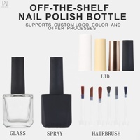 Fabrication OEM ODM : Flacons en verre vides pour vernis à ongles, 12 ml, avec revêtement caoutchouc noir mat, forme irrégulière, avec bouchons et pinceaux