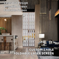 Paravent Pliant Multifonctionnel en Acier Inoxydable Découpé au Laser, Décoration Artistique Moderne Personnalisable pour Mariage, Anniversaire, Hôtel