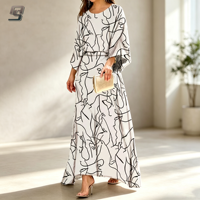 Ensemble de mode en tissu haut pour femmes imprimé fleuri haut à manches longues et robe avec tempérament multicolore tissé Style formel décontracté