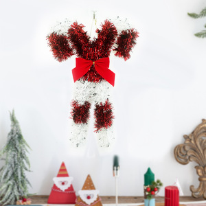 Ornement de Noël Qiankun 38x25cm, décoration murale en guirlande rouge, costume de Père Noël, pour Noël - Product Image 2