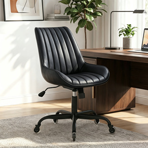Commercial Modern Ergonomic Comfortable Office <b>Task</b> <b>Chair</b> PU Leather Adjustable Height Armrest Swivel Stainless Steel Base - Product Image 1