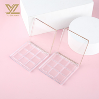 YUZHUANG Transparent 9 Couleurs Carré Marque Privée Pigmenté Fard À Paupières Palettes Ombre À Paupières étui Conteneur