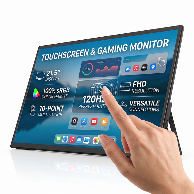 21.5 Inch Portable Touchscreen Monitor, 1080P Computer Touch Screen VESA Stand HDMI & USBC for Phones PC Phone Business,Black