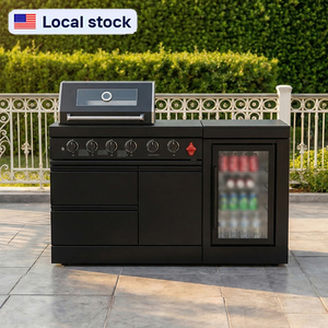 <span class=keywords><strong>Set</strong></span> Cucina Esterna in Acciaio Inox 304 con Griglia BBQ a 4 Bruciatori e Frigorifero per Giardino, Disponibile in Magazzino USA - Product Image 1