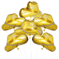 Lot de 6 ballons chapeau de cow-boy/cowgirl dorés brillants style western pour anniversaire années 80/90, baby shower, enterrement de vie de jeune fille