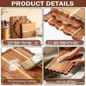 <b>Wooden</b> Cutting Board Rectangle Solid Wood Handle Multipurpose Kitchen Chopping <b>Block</b> - Product Image 4