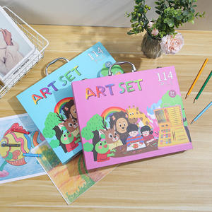 JIMJOE Художественный набор с бумажной коробкой акварельные цветные карандаши маркеры голубые и розовые для рисования и творчества - Product Image 2