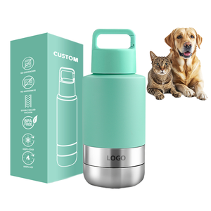 ई एंड एस कस्टम लोगो 32 औंस पोर्टेबल स्टेनलेस स्टील पालतू जानवरों के लिए भोजन पानी के लिए 3-इन-1 शैली - Product Image 6
