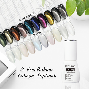 Esmalte de Uñas Hema TPO Hpma Free Rubber Cat Eye, Esmalte de Gel Magnético Brillante de Doble Efecto sobre Base Transparente y Negra, Acabado de Goma de Larga Duración - Product Image 3