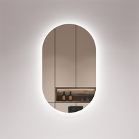 Miroir mural LED intelligent de forme ovale de taille personnalisée avec cadre en aluminium illuminé pour salle de bain avec affichage de l'heure