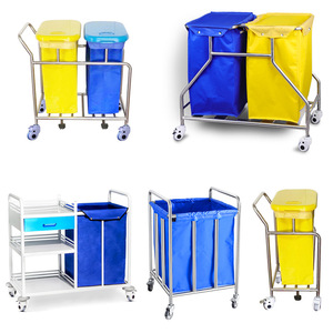 Promotion Stainless Steel Medical Waste Cart 80x50x86 Cm With <b>Wheels</b> For Hospital Use - Product Image 4