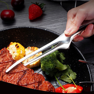 TZY Stainless Steel Food Clips Anti Slip Heat Resistant BBQ Meat Steak Clips For Outdoor Cooking And Buffet Use - Product Image 1