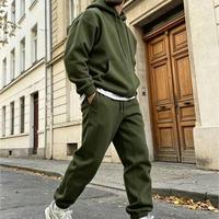 Hoodie Oversize Celana Flare Streetwear Setelan Jogger Hoodie Hitam Washed Set Celana Sweatpants Produsen Langsung dari Pabrik
